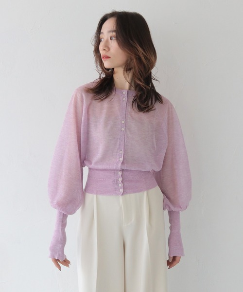 CLEIO（クレイオ）の「【CLEIO】ラメシアーニットパフスリーブカーディガン/SHEER KNIT PUFF SLEEVE CARDIGAN/986-11634（カーディガン/ボレロ・レディース・サックスブルー/ベージュ/ラベンダー・FREE）」の20枚目の写真