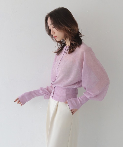 CLEIO（クレイオ）の「【CLEIO】ラメシアーニットパフスリーブカーディガン/SHEER KNIT PUFF SLEEVE CARDIGAN/986-11634（カーディガン/ボレロ・レディース・サックスブルー/ベージュ/ラベンダー・FREE）」の21枚目の写真