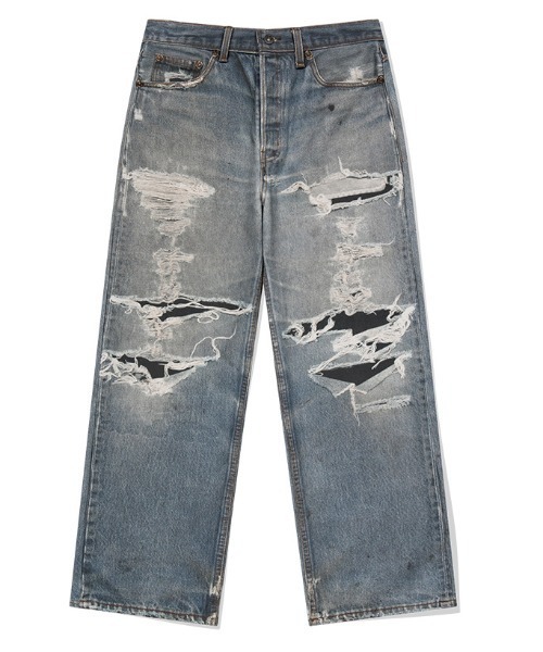 MAHAGRID（マハグリッド）の「『mahagrid/マハグリッド』ALLOVER VINTAGE PRINT DENIM PANT/ビンテージプリントパンツ（デニムパンツ・メンズ・ブルー・M）」の4枚目の写真