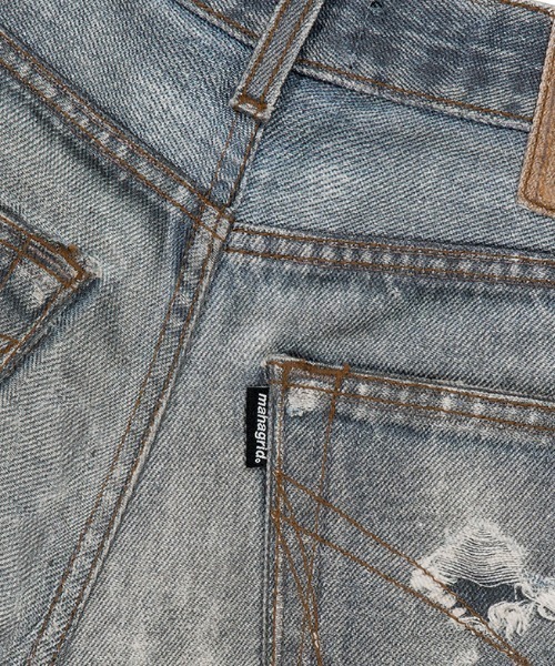 MAHAGRID（マハグリッド）の「『mahagrid/マハグリッド』ALLOVER VINTAGE PRINT DENIM PANT/ビンテージプリントパンツ（デニムパンツ・メンズ・ブルー・M）」の8枚目の写真