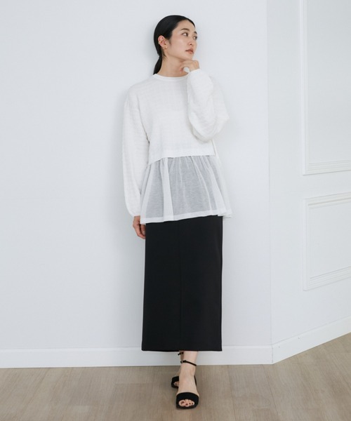 Luftrobe（ルフトローブ）の「千鳥柄シアーニット（ニット/セーター・レディース・オフホワイト/ブラック・9号/7号）」の13枚目の写真