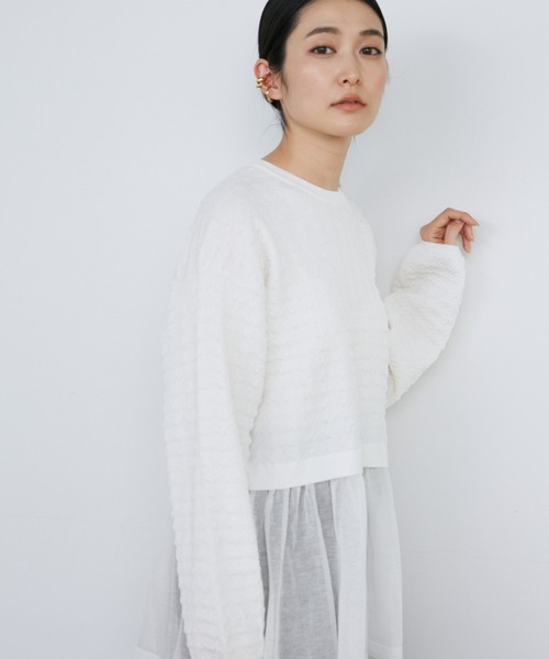 Luftrobe（ルフトローブ）の「千鳥柄シアーニット（ニット/セーター・レディース・オフホワイト/ブラック・9号/7号）」の9枚目の写真