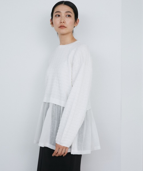 Luftrobe（ルフトローブ）の「千鳥柄シアーニット（ニット/セーター・レディース・オフホワイト/ブラック・9号/7号）」の8枚目の写真