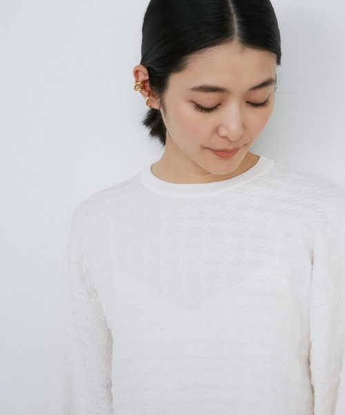 Luftrobe（ルフトローブ）の「千鳥柄シアーニット（ニット/セーター・レディース・オフホワイト/ブラック・9号/7号）」の6枚目の写真