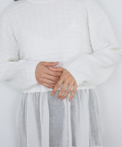 Luftrobe（ルフトローブ）の「千鳥柄シアーニット（ニット/セーター・レディース・オフホワイト/ブラック・9号/7号）」の5枚目の写真