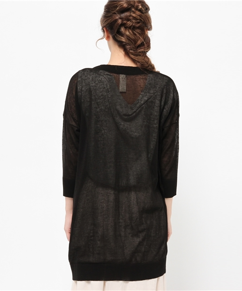 LBC（エルビーシー）の「12GアクリルテンセルリネンVロングカーディガン（カーディガン/ボレロ・レディース・イエロー/ブラック/オフホワイト・MEDIUM/LARGE）」の5枚目の写真