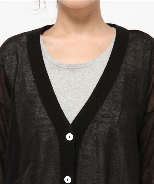 LBC（エルビーシー）の「12GアクリルテンセルリネンVロングカーディガン（カーディガン/ボレロ・レディース・イエロー/ブラック/オフホワイト・MEDIUM/LARGE）」の8枚目の写真