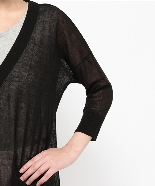 LBC（エルビーシー）の「12GアクリルテンセルリネンVロングカーディガン（カーディガン/ボレロ・レディース・イエロー/ブラック/オフホワイト・MEDIUM/LARGE）」の9枚目の写真