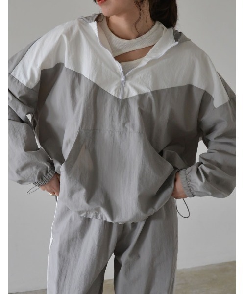 [2024SSCOLLECTION]ナイロンタフタ配色アノラックパーカー