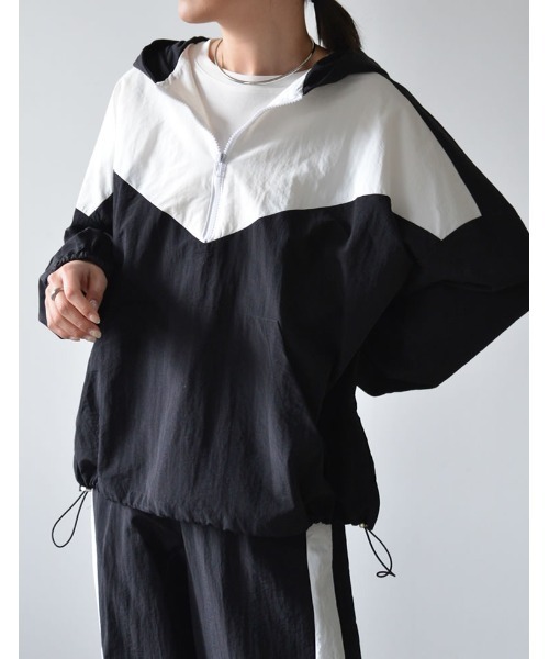 [2024SSCOLLECTION]ナイロンタフタ配色アノラックパーカー