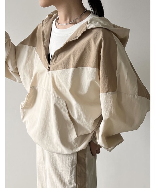 [2024SSCOLLECTION]ナイロンタフタ配色アノラックパーカー