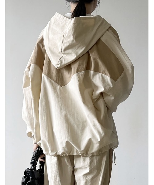 [2024SSCOLLECTION]ナイロンタフタ配色アノラックパーカー