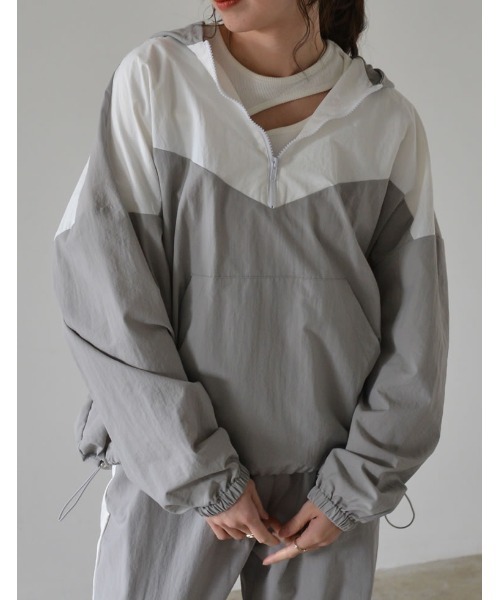 [2024SSCOLLECTION]ナイロンタフタ配色アノラックパーカー