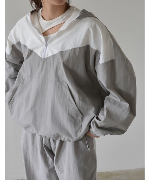 [2024SSCOLLECTION]ナイロンタフタ配色アノラックパーカー