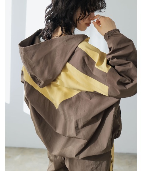 [2024SSCOLLECTION]ナイロンタフタ配色アノラックパーカー
