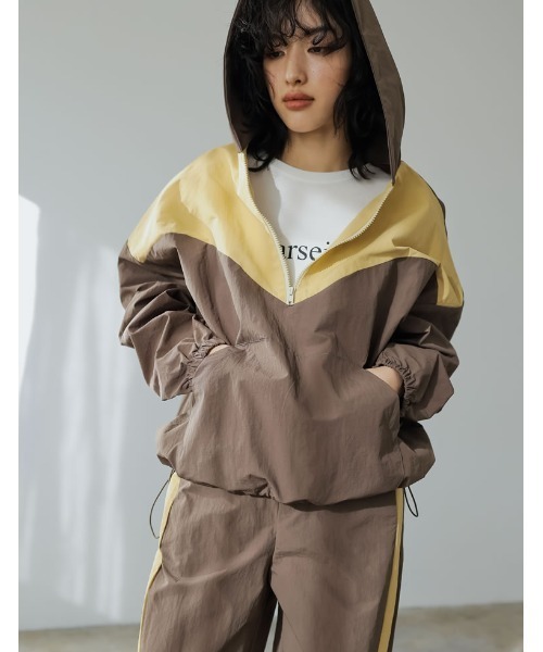 [2024SSCOLLECTION]ナイロンタフタ配色アノラックパーカー