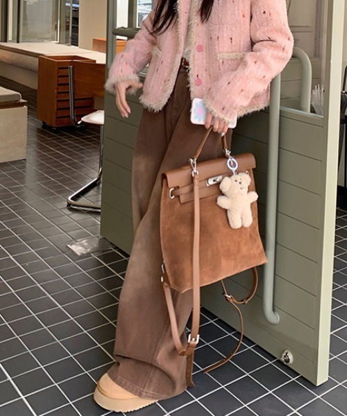 DIAVEL（ディアベル）の「バックハート柄 ワイドデニムパンツ（デニムパンツ・レディース・ブラウン/ブラック/サックスブルー・S/M/L）」の17枚目の写真