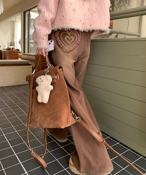 DIAVEL（ディアベル）の「バックハート柄 ワイドデニムパンツ（デニムパンツ・レディース・ブラウン/ブラック/サックスブルー・S/M/L）」の19枚目の写真