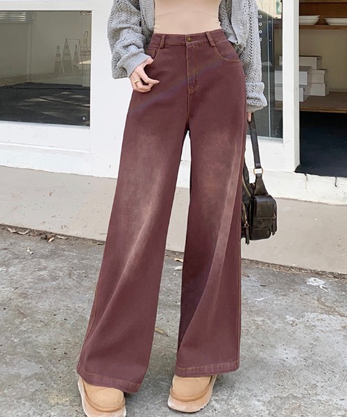 DIAVEL（ディアベル）の「バックハート柄 ワイドデニムパンツ（デニムパンツ・レディース・ブラウン/ブラック/サックスブルー・S/M/L）」の22枚目の写真