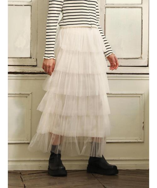 ELENCARE DUE（エレンカーレデュエ）の「・ELENCARE　DUE　ティアードラメチュールスカート（スカート・レディース・グレー/アイボリー/ブラック・FREE）」の10枚目の写真
