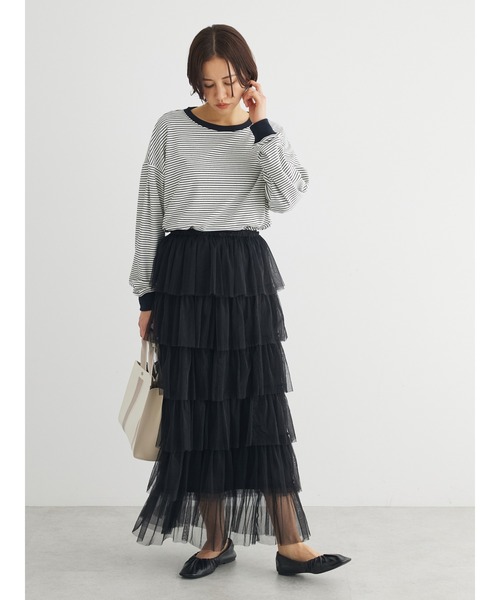 ELENCARE DUE（エレンカーレデュエ）の「・ELENCARE　DUE　ティアードラメチュールスカート（スカート・レディース・グレー/アイボリー/ブラック・FREE）」の5枚目の写真