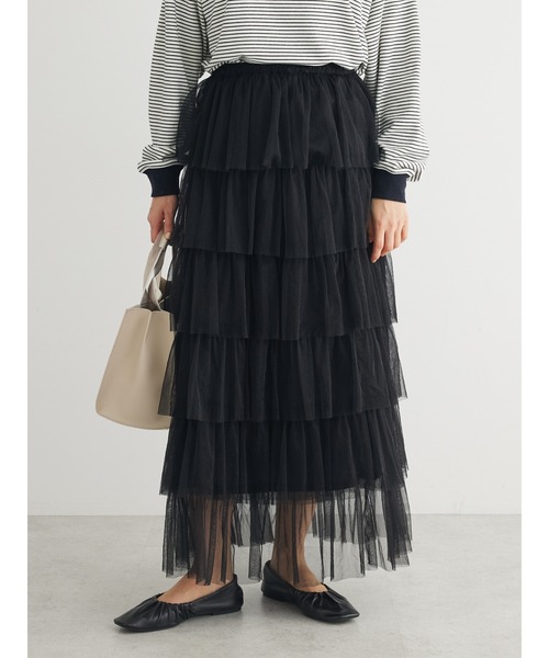 ELENCARE DUE（エレンカーレデュエ）の「・ELENCARE　DUE　ティアードラメチュールスカート（スカート・レディース・グレー/アイボリー/ブラック・FREE）」の4枚目の写真