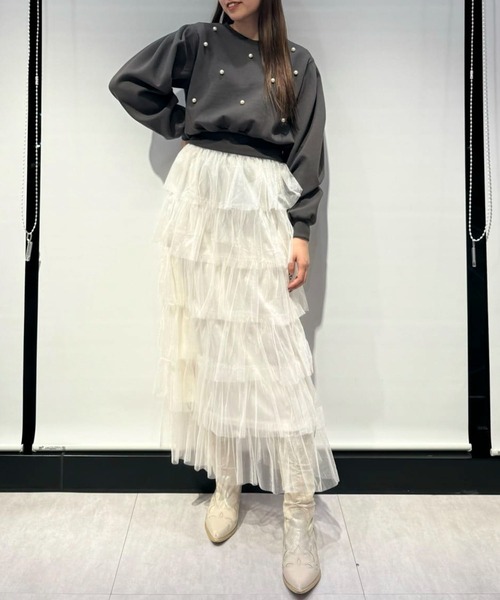 ELENCARE DUE（エレンカーレデュエ）の「・ELENCARE　DUE　ティアードラメチュールスカート（スカート・レディース・グレー/アイボリー/ブラック・FREE）」の22枚目の写真