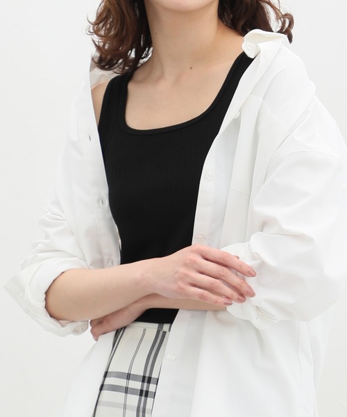 Honeys(ハニーズ)の「針抜きテレコタンクトップ(タンクトップ・レディース・ブラック/ベージュ/スミクロ/ダークブルー/オフホワイト/オレンジ系その他/ボルドー・LL/L/M/S)」の1枚目の写真