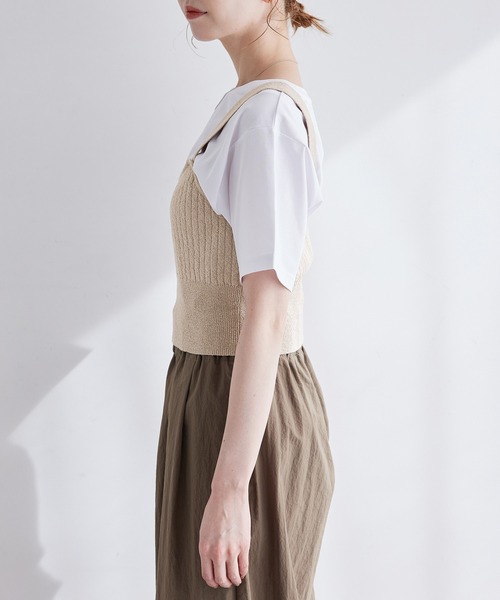 ROPE' PICNIC（ロペピクニック）の「ワイドリブニットビスチェ（ベスト・レディース・ブラック/グレー系その他・38）」の4枚目の写真