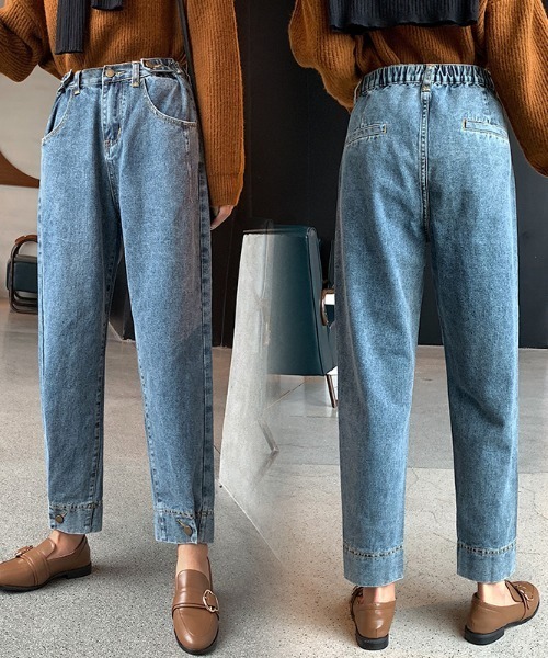 N.s(エヌドットエス)の「ウエストゴムビンテージ風テーパードデニムパンツ(デニムパンツ・レディース・ブルー・S/M/L)」の6枚目の写真