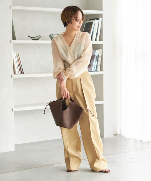 plage（プラージュ）の「SHEER COTTON VN ブラウス（シャツ/ブラウス・レディース・ベージュ/アイボリー・FREE）」の5枚目の写真