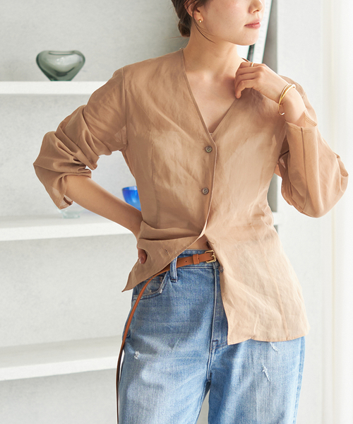 plage（プラージュ）の「SHEER COTTON VN ブラウス（シャツ/ブラウス・レディース・ベージュ/アイボリー・FREE）」の12枚目の写真