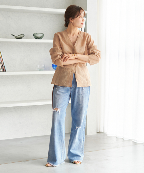 plage（プラージュ）の「SHEER COTTON VN ブラウス（シャツ/ブラウス・レディース・ベージュ/アイボリー・FREE）」の13枚目の写真