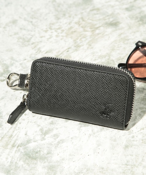 BEVERLY HILLS POLO CLUB（ビバリーヒルズポロクラブ）の「【BEVERLY HILLS POLO CLUB】カウレザー ポロ ラウンド キーケース BHG-M2005/BHG-M3005（キーケース/キーアクセサリー・メンズ・ブラック/ブラック系その他2・FREE）」の2枚目の写真