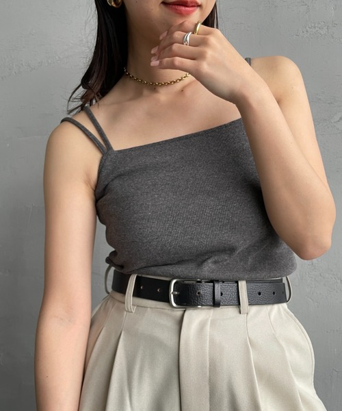 By/m（バイエム）の「[By/m/バイエム] 2WAYストラップ カップ付きベアキャミソール（キャミソール・レディース・ホワイト/ブラック/チャコールグレー/ブルー/オートミール/ブラウン・F）」の4枚目の写真