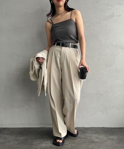 By/m（バイエム）の「[By/m/バイエム] 2WAYストラップ カップ付きベアキャミソール（キャミソール・レディース・ホワイト/ブラック/チャコールグレー/ブルー/オートミール/ブラウン・F）」の9枚目の写真