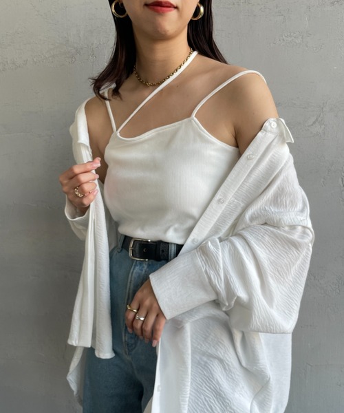 By/m（バイエム）の「[By/m/バイエム] 2WAYストラップ カップ付きベアキャミソール（キャミソール・レディース・ホワイト/ブラック/チャコールグレー/ブルー/オートミール/ブラウン・F）」の11枚目の写真