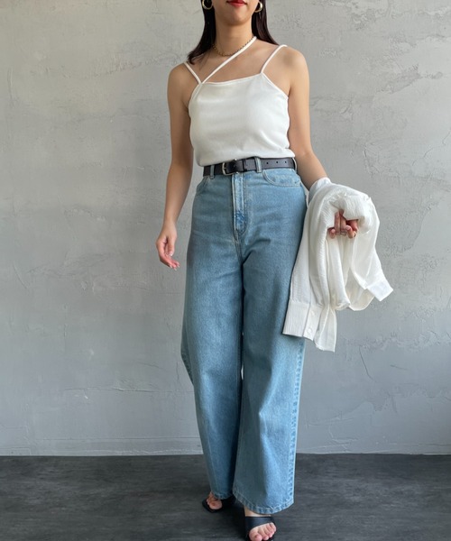 By/m（バイエム）の「[By/m/バイエム] 2WAYストラップ カップ付きベアキャミソール（キャミソール・レディース・ホワイト/ブラック/チャコールグレー/ブルー/オートミール/ブラウン・F）」の14枚目の写真