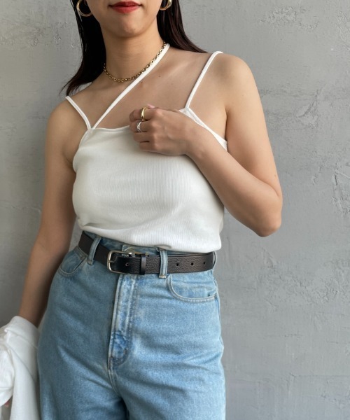 By/m（バイエム）の「[By/m/バイエム] 2WAYストラップ カップ付きベアキャミソール（キャミソール・レディース・ホワイト/ブラック/チャコールグレー/ブルー/オートミール/ブラウン・F）」の12枚目の写真