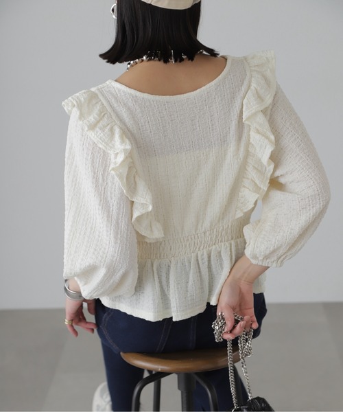 FREE'S MART（フリーズマート）の「◆肩フリルウエストシャーリングブラウス（シャツ/ブラウス・レディース・ブラック系その他/ホワイト/ブラウン/グリーン系その他3・FREE）」の8枚目の写真