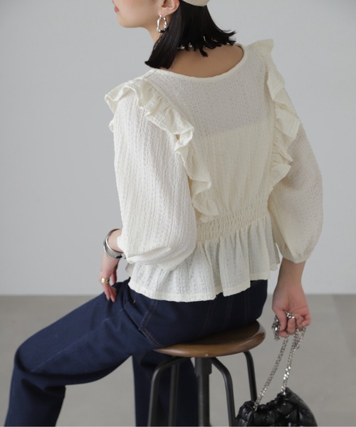 FREE'S MART（フリーズマート）の「◆肩フリルウエストシャーリングブラウス（シャツ/ブラウス・レディース・ブラック系その他/ホワイト/ブラウン/グリーン系その他3・FREE）」の9枚目の写真