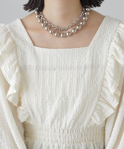 FREE'S MART（フリーズマート）の「◆肩フリルウエストシャーリングブラウス（シャツ/ブラウス・レディース・ブラック系その他/ホワイト/ブラウン/グリーン系その他3・FREE）」の10枚目の写真