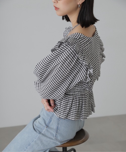 FREE'S MART（フリーズマート）の「◆肩フリルウエストシャーリングブラウス（シャツ/ブラウス・レディース・ブラック系その他/ホワイト/ブラウン/グリーン系その他3・FREE）」の19枚目の写真