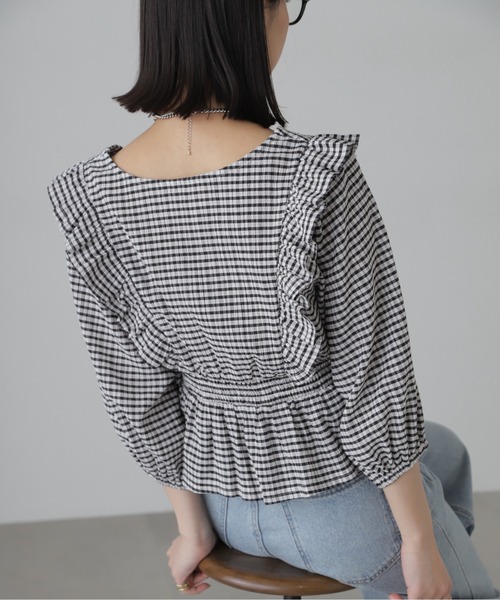 FREE'S MART（フリーズマート）の「◆肩フリルウエストシャーリングブラウス（シャツ/ブラウス・レディース・ブラック系その他/ホワイト/ブラウン/グリーン系その他3・FREE）」の21枚目の写真