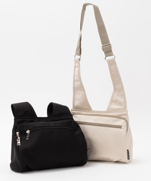 HusHusH（ハッシュアッシュ）の「HusHusH ハッシュアッシュ 人間工学ナイロンショルダー（ショルダーバッグ・レディース・ブラック/グレイッシュベージュ・フリー）」の7枚目の写真