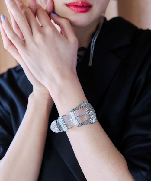 HARE（ハレ）の「フラワーバックルブレス(HARE)（ブレスレット・レディース・クリア/ブラック・FREE）」の2枚目の写真