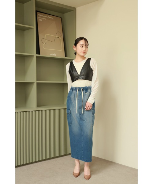 Vicente（ヴィセンテ）の「Pleather bustier top（キャミソール・レディース・ホワイト/ブラック・FREE）」の8枚目の写真