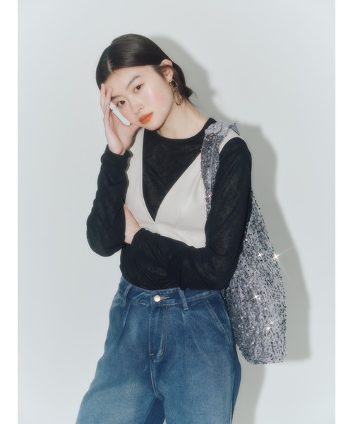 Vicente（ヴィセンテ）の「Pleather bustier top（キャミソール・レディース・ホワイト/ブラック・FREE）」の12枚目の写真