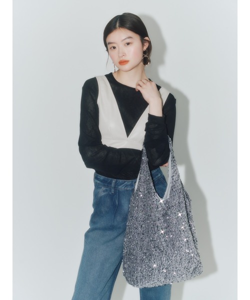 Vicente（ヴィセンテ）の「Pleather bustier top（キャミソール・レディース・ホワイト/ブラック・FREE）」の13枚目の写真