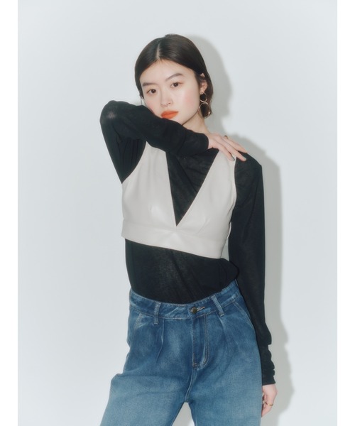 Vicente（ヴィセンテ）の「Pleather bustier top（キャミソール・レディース・ホワイト/ブラック・FREE）」の14枚目の写真